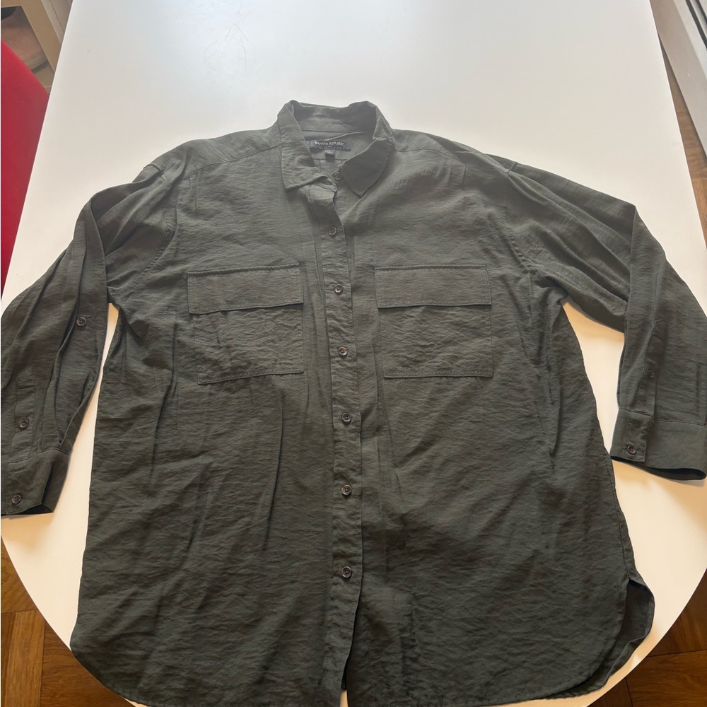 Banana Republic Olive Green Button-Down
